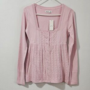 Hollister Long-Sleeve Square-Neck Babydoll Sweater - light lilac - Women Size M